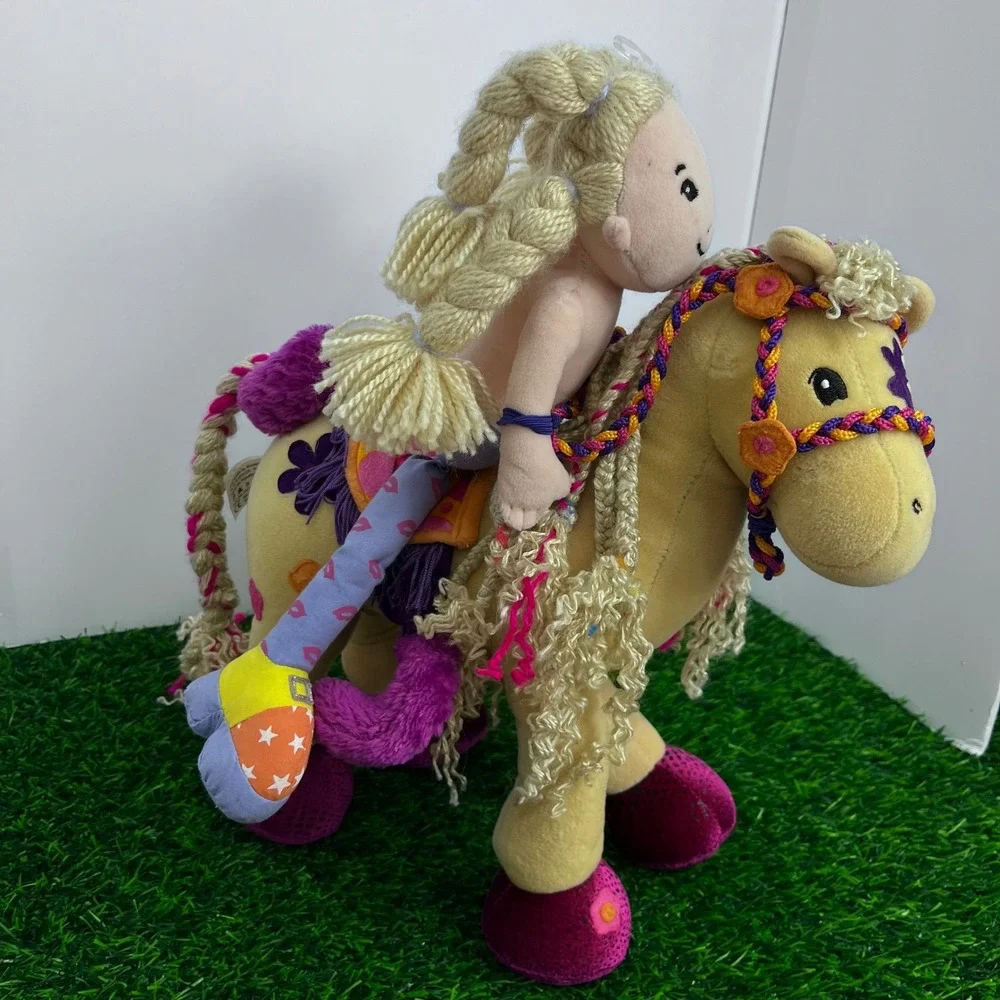 Manhattan Toy Groovy Girls Carissa Doll and Tan Plush‎ Horse Set Yellow Purple